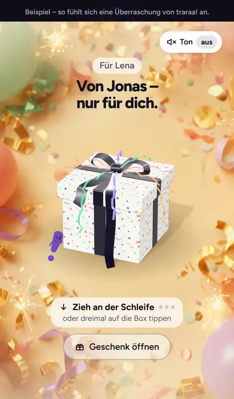 Die geschlossene Box, wie die beschenkte Person sie zuerst sieht